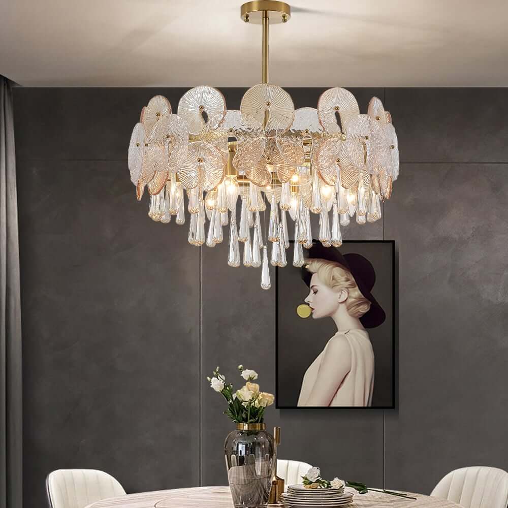 Glam 5-Tier Gold Metal Chandelier with Crystal Accents