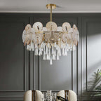 Glam 5-Tier Gold Metal Chandelier with Crystal Accents
