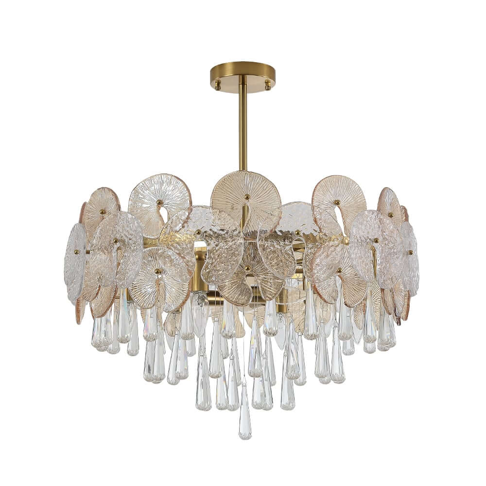 Glam 5-Tier Gold Metal Chandelier with Crystal Accents