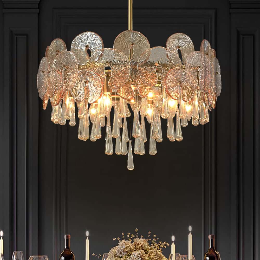 Glam 5-Tier Gold Metal Chandelier with Crystal Accents Main Product Image
