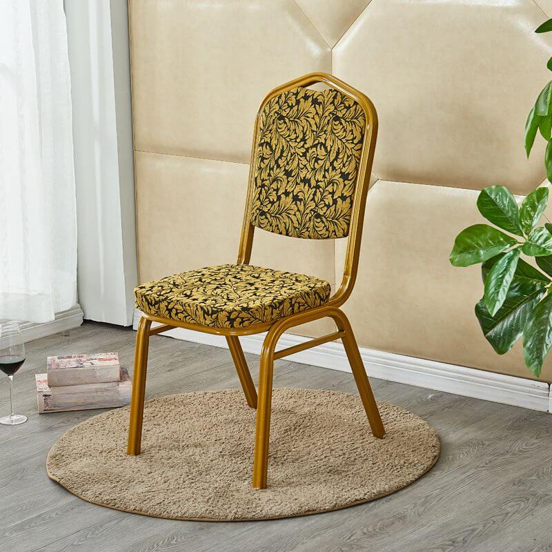 Glam Armless Side Chair with Gold Metal Legs and Upholstered Seat