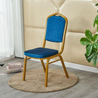 Glam Armless Side Chair with Gold Metal Legs and Upholstered Seat