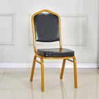 Glam Armless Side Chair with Gold Metal Legs and Upholstered Seat