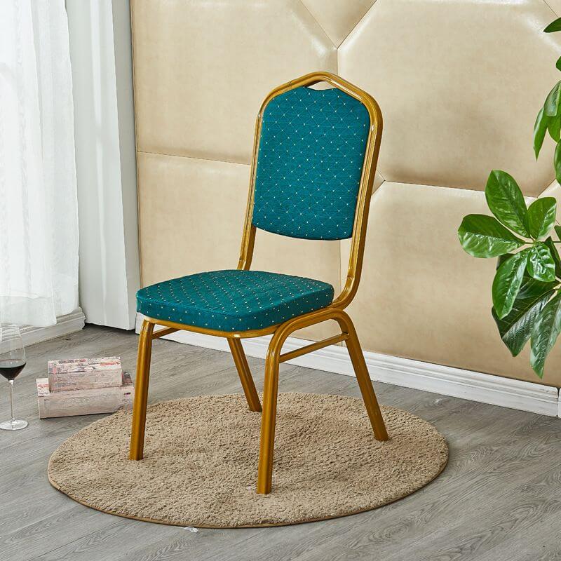 Glam Armless Side Chair with Gold Metal Legs and Upholstered Seat