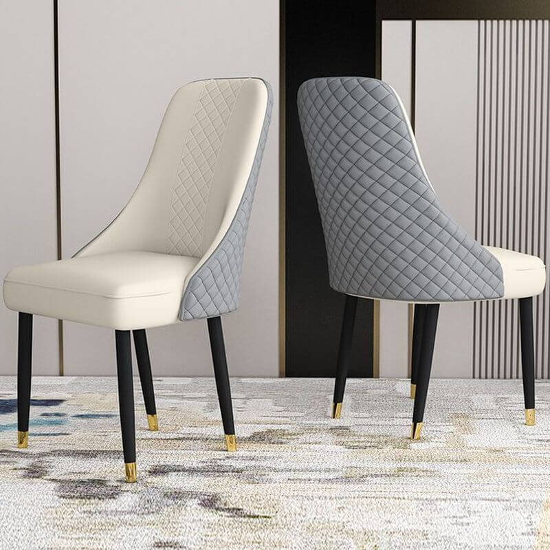 Glam Art Deco Side Chair with Faux Leather Upholstery & Metal Legs Main Product Image Main image