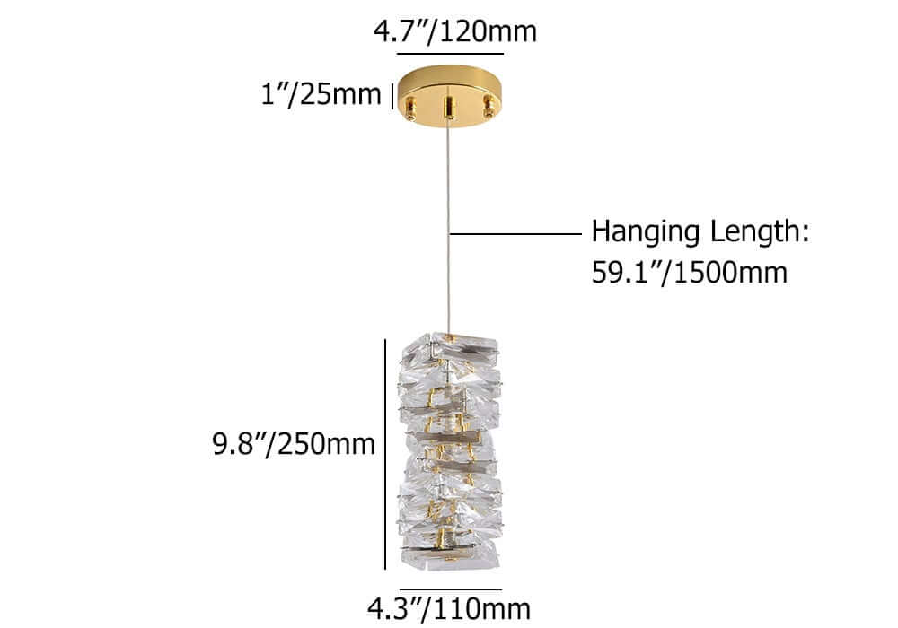 Glam Crystal Pendant Light with Adjustable LED and Unique Design Dimensions