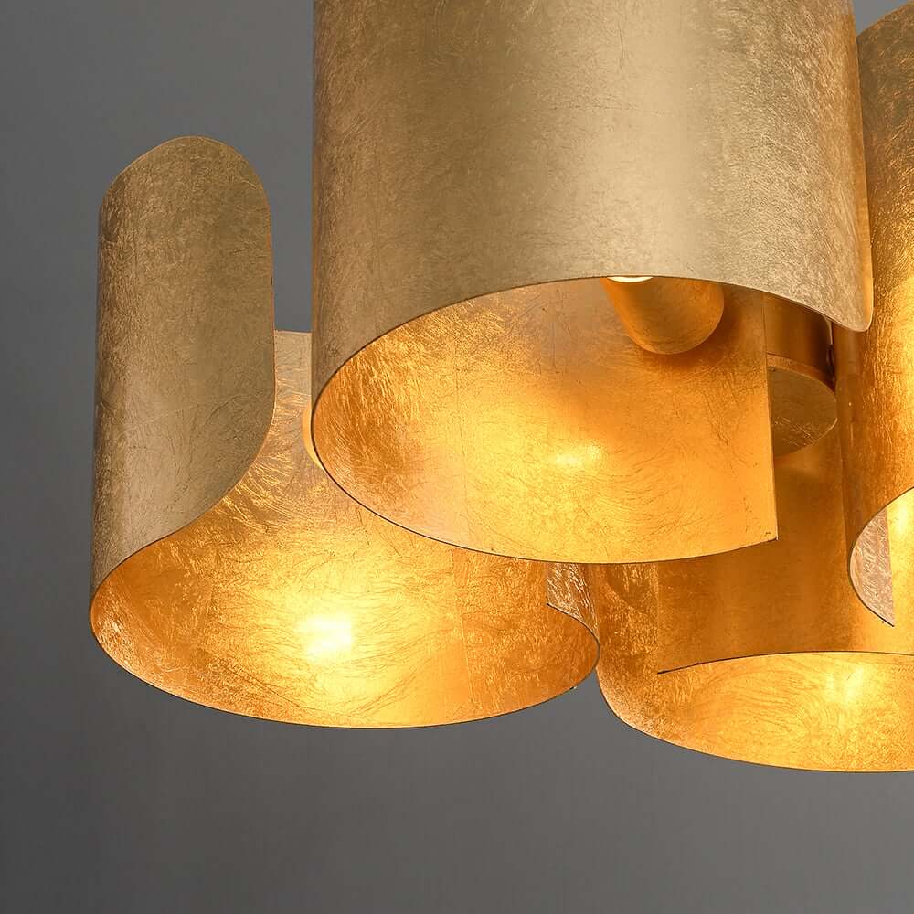 Glam Gold Cylinder 4-Light Pendant Light with Unique Geometric Design