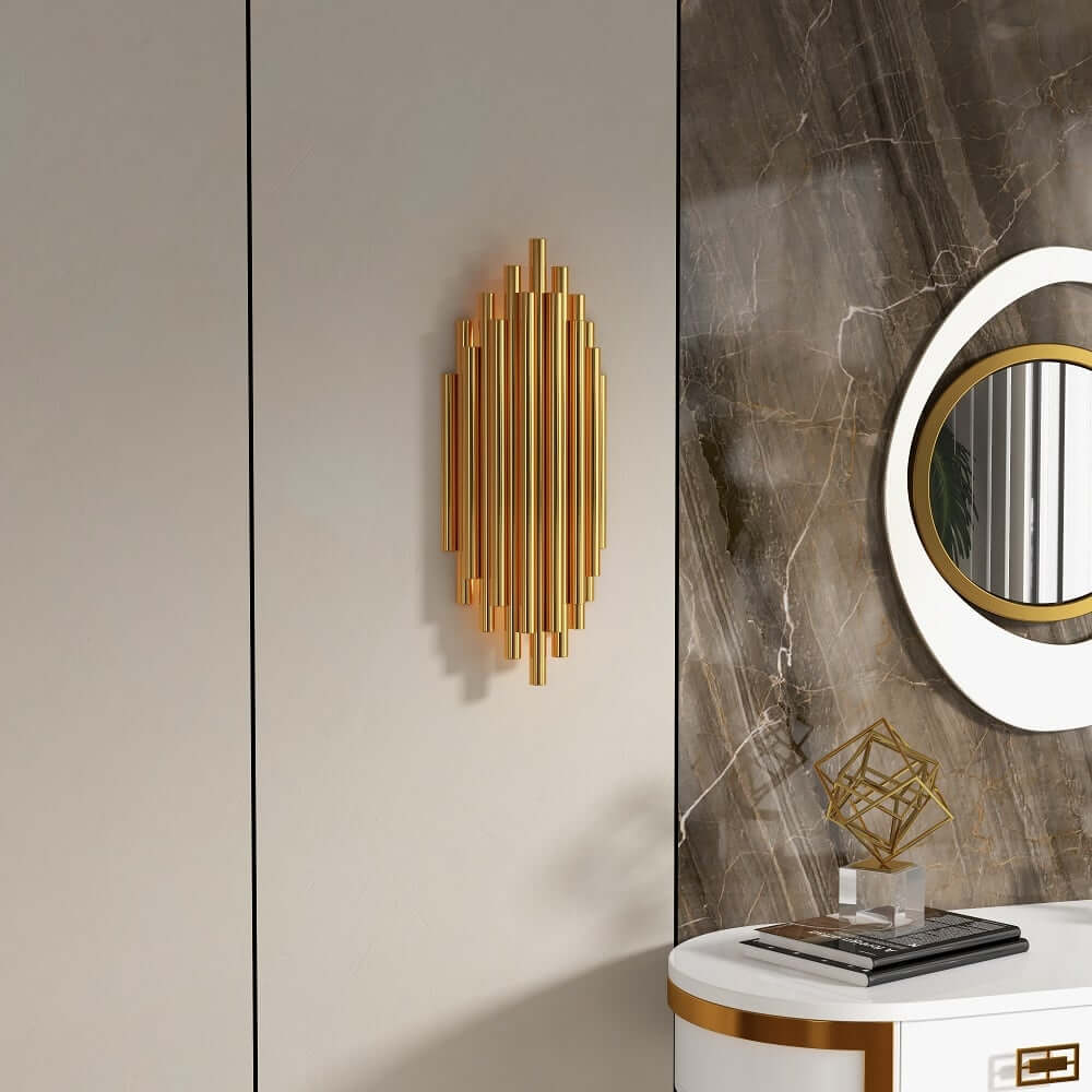 Glam Gold Stainless Steel 2-Light Flush Mount Wall Sconce Zweitbild