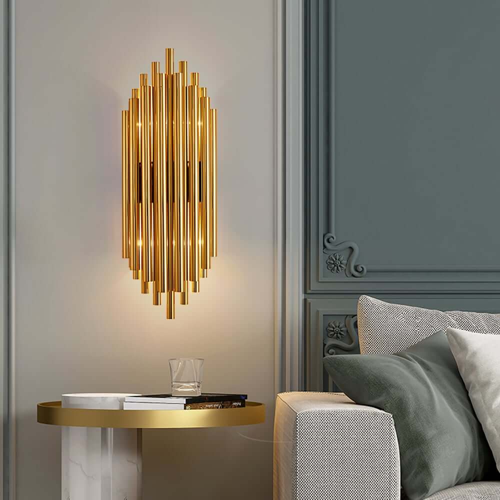 Glam Gold Stainless Steel 2-Light Flush Mount Wall Sconce Main Product Image Hauptbild