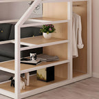 Glam Iron Loft Bed with Built-In Stairs and Storage