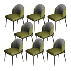 Glam Low-Back Upholstered Dining Chair with Black Metal Legs