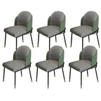 Glam Low-Back Upholstered Dining Chair with Black Metal Legs