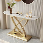 Glam Marble Top Console Table with Sculptural Iron Base
