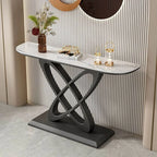 Glam Marble Top Console Table with Sculptural Iron Base