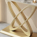Glam Marble Top Console Table with Sculptural Iron Base