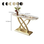 Glam Marble Top Console Table with Sculptural Iron Base Dimensions