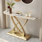 Glam Marble Top Console Table with Sculptural Iron Base Main Product Image