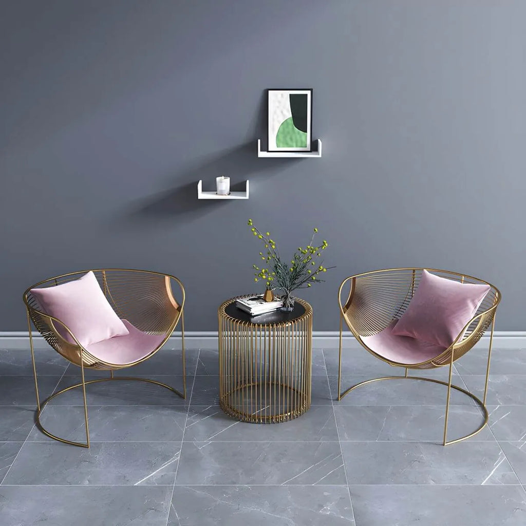 Glam Metal Accent Armchair with Removable Cushions