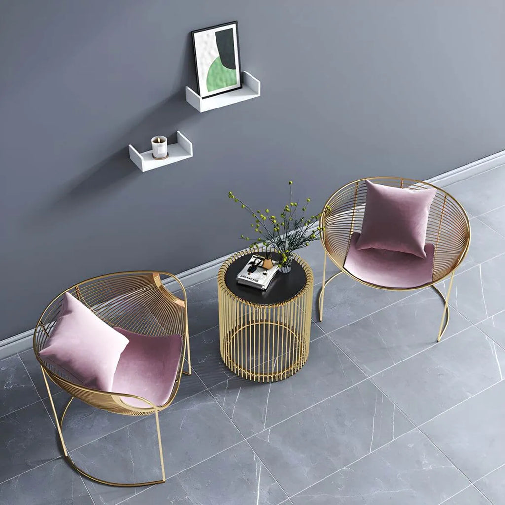 Glam Metal Accent Armchair with Removable Cushions