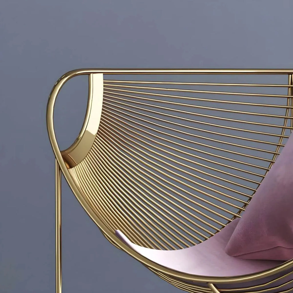 Glam Metal Accent Armchair with Removable Cushions