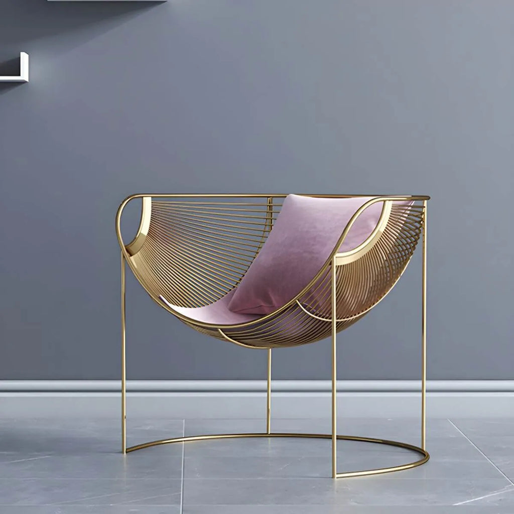 Glam Metal Accent Armchair with Removable Cushions Main Product Image