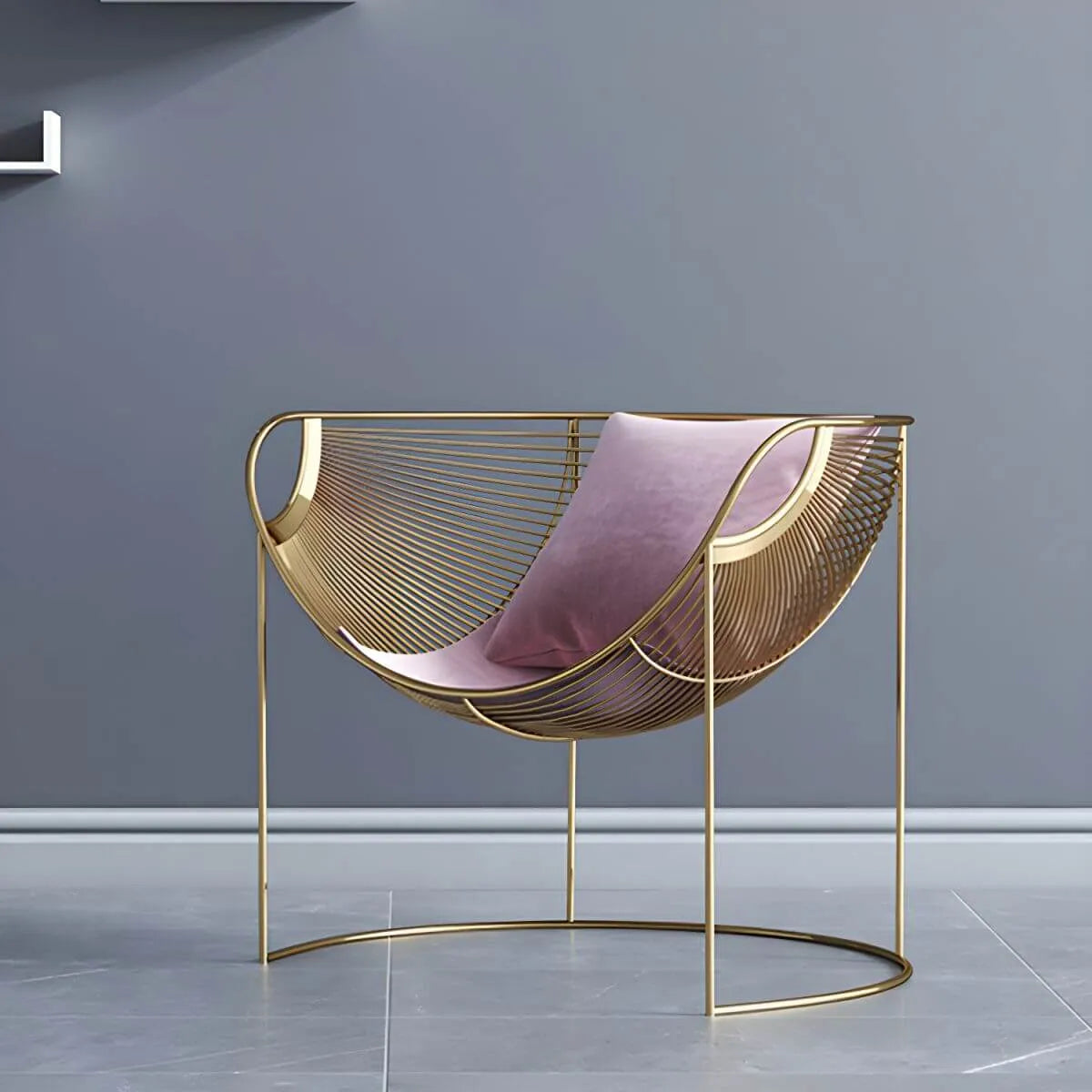 Glam Metal Accent Armchair with Removable Cushions Main Product Image