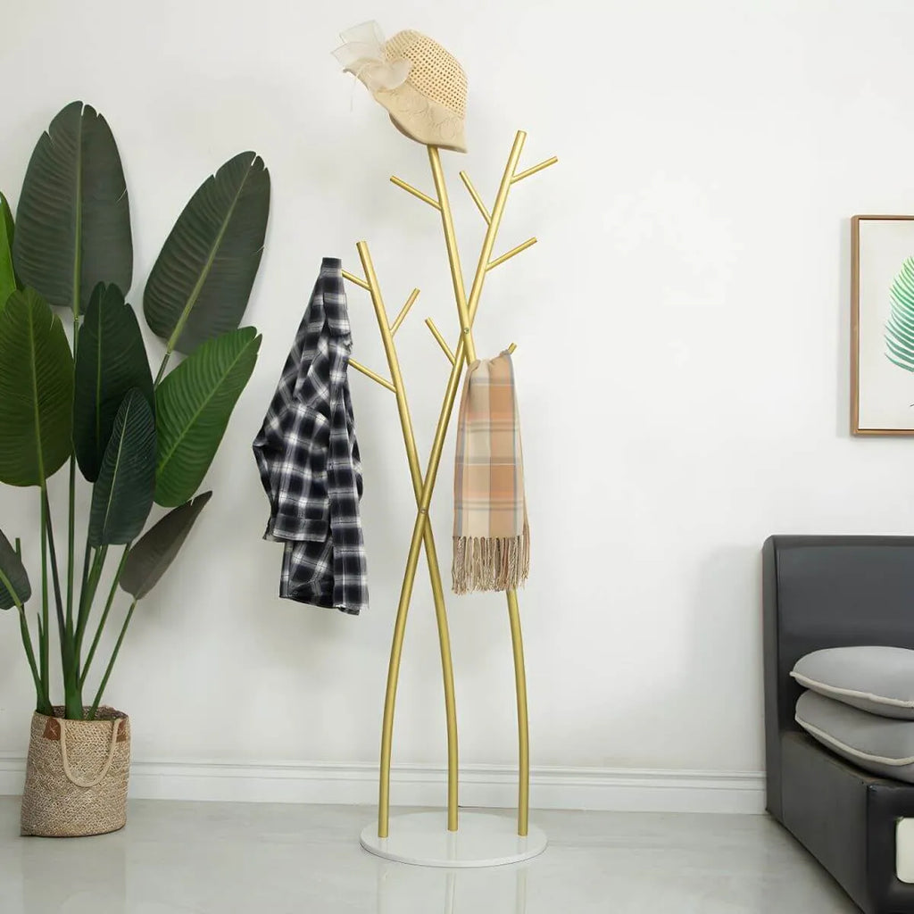 Glam Metal Branch-Style Hall Tree with Hook Design