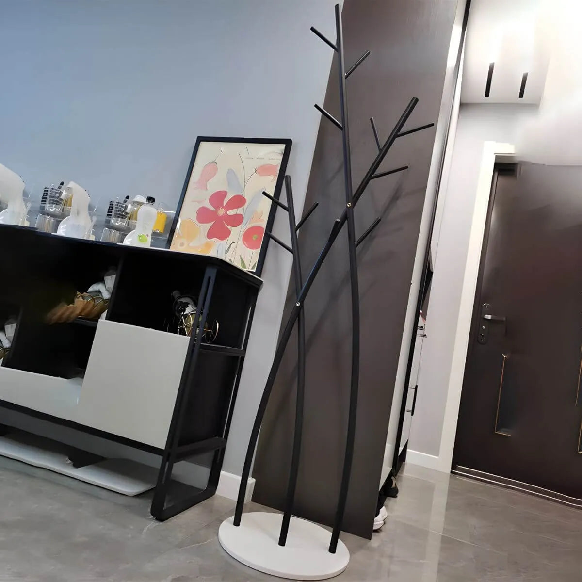 Glam Metal Branch-Style Hall Tree with Hook Design