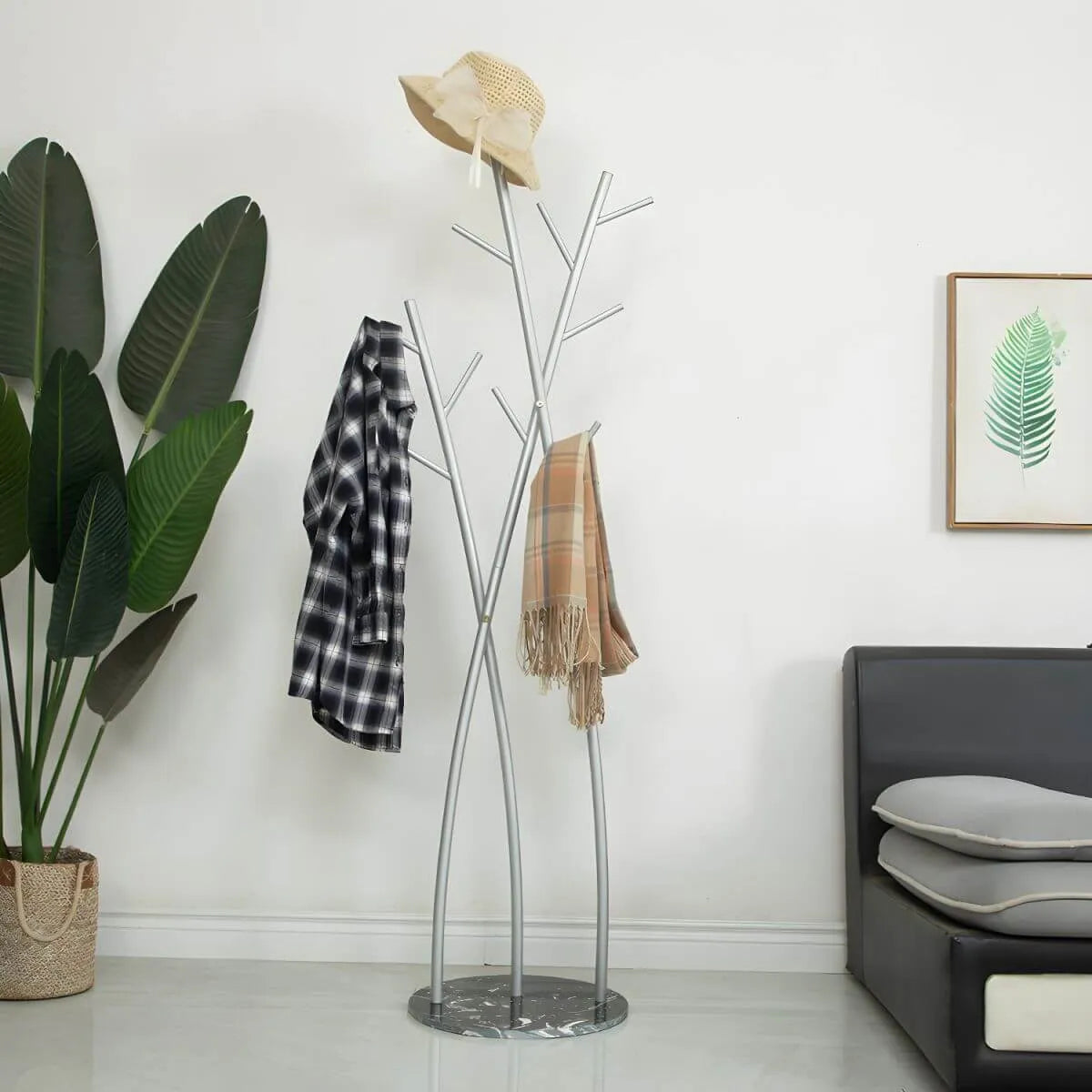 Glam Metal Branch-Style Hall Tree with Hook Design