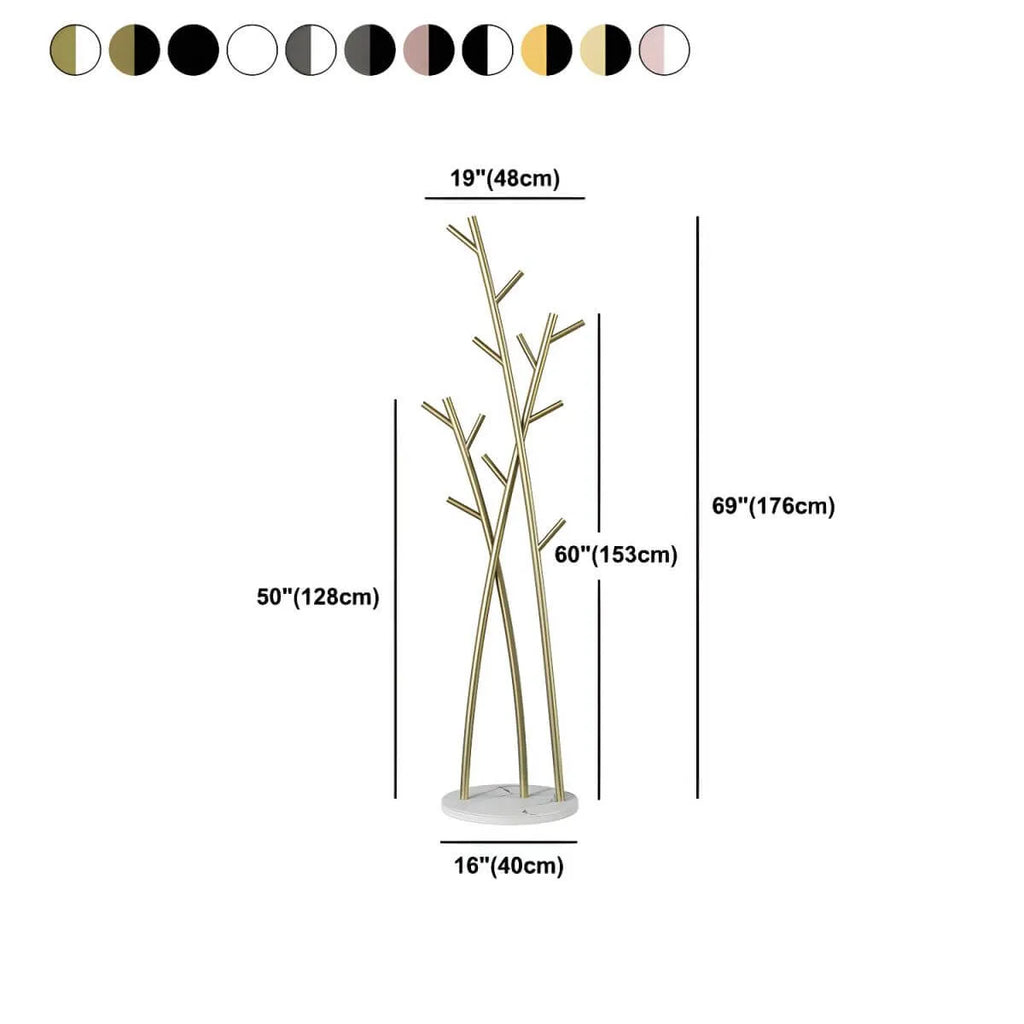 Glam Metal Branch-Style Hall Tree with Hook Design Dimensions