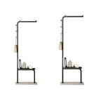 Glam Metal Hall Tree with Shelves and Adjustable Hooks