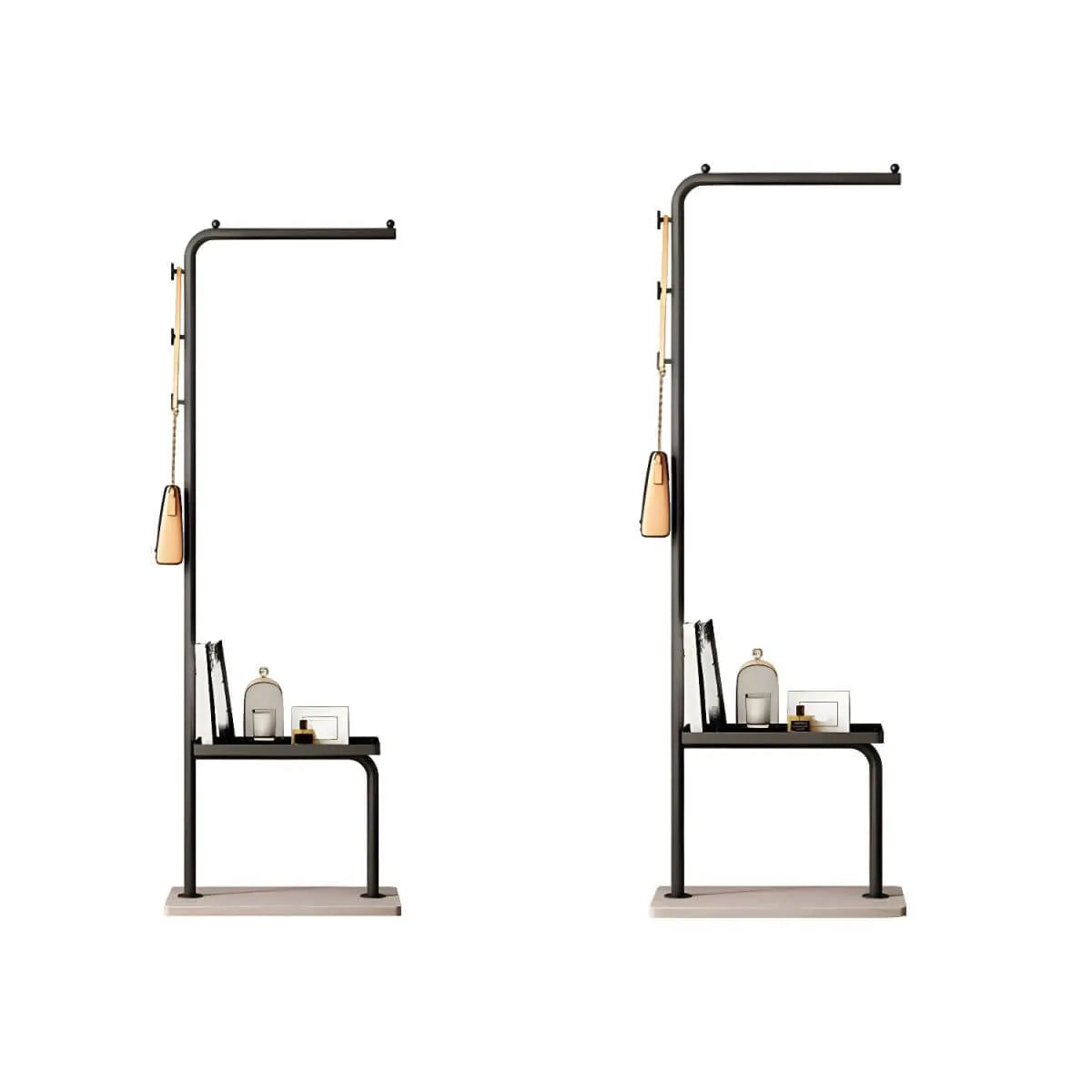 Glam Metal Hall Tree with Shelves and Adjustable Hooks