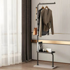 Glam Metal Hall Tree with Shelves and Adjustable Hooks