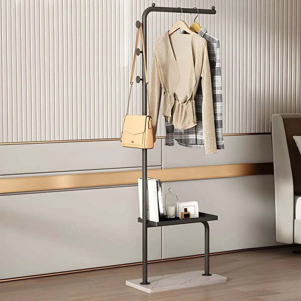 Glam Metal Hall Tree with Shelves and Adjustable Hooks
