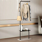 Glam Metal Hall Tree with Shelves and Adjustable Hooks