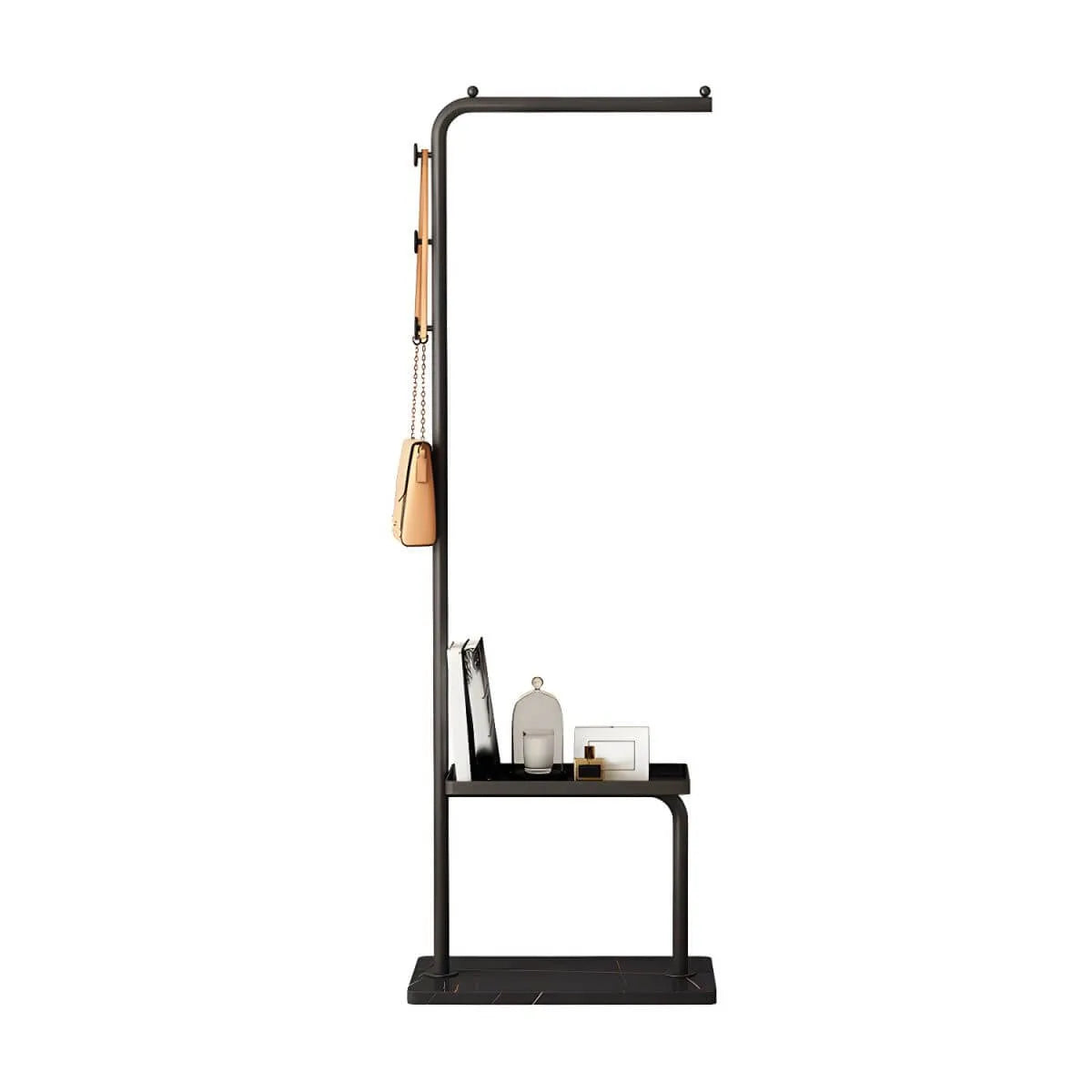 Glam Metal Hall Tree with Shelves and Adjustable Hooks