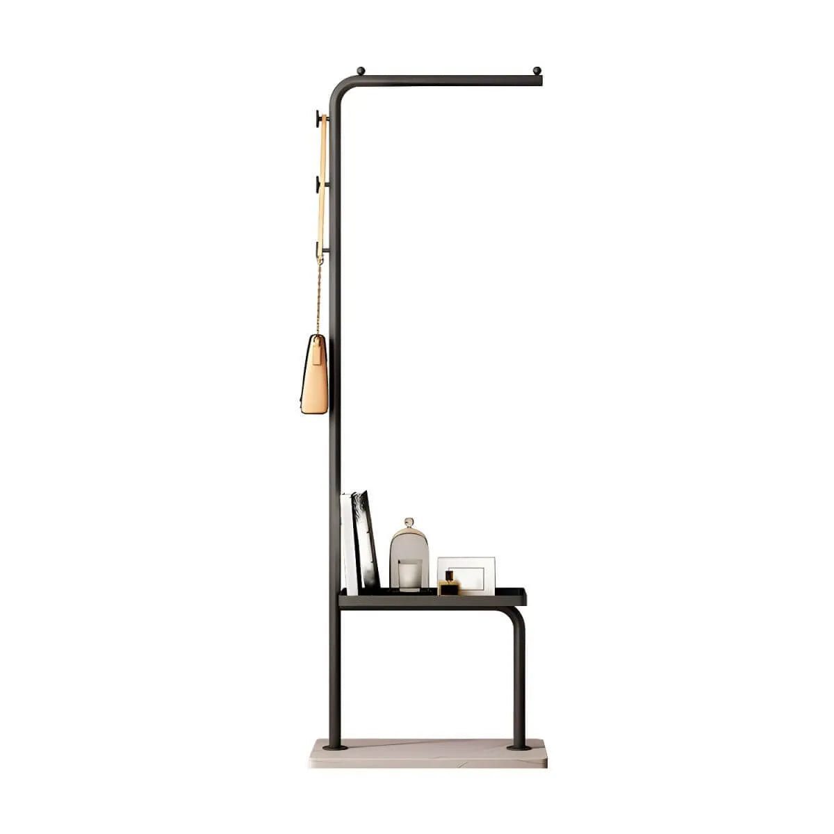 Glam Metal Hall Tree with Shelves and Adjustable Hooks