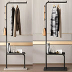 Glam Metal Hall Tree with Shelves and Adjustable Hooks