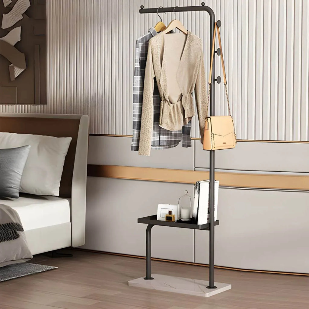 Glam Metal Hall Tree with Shelves and Adjustable Hooks