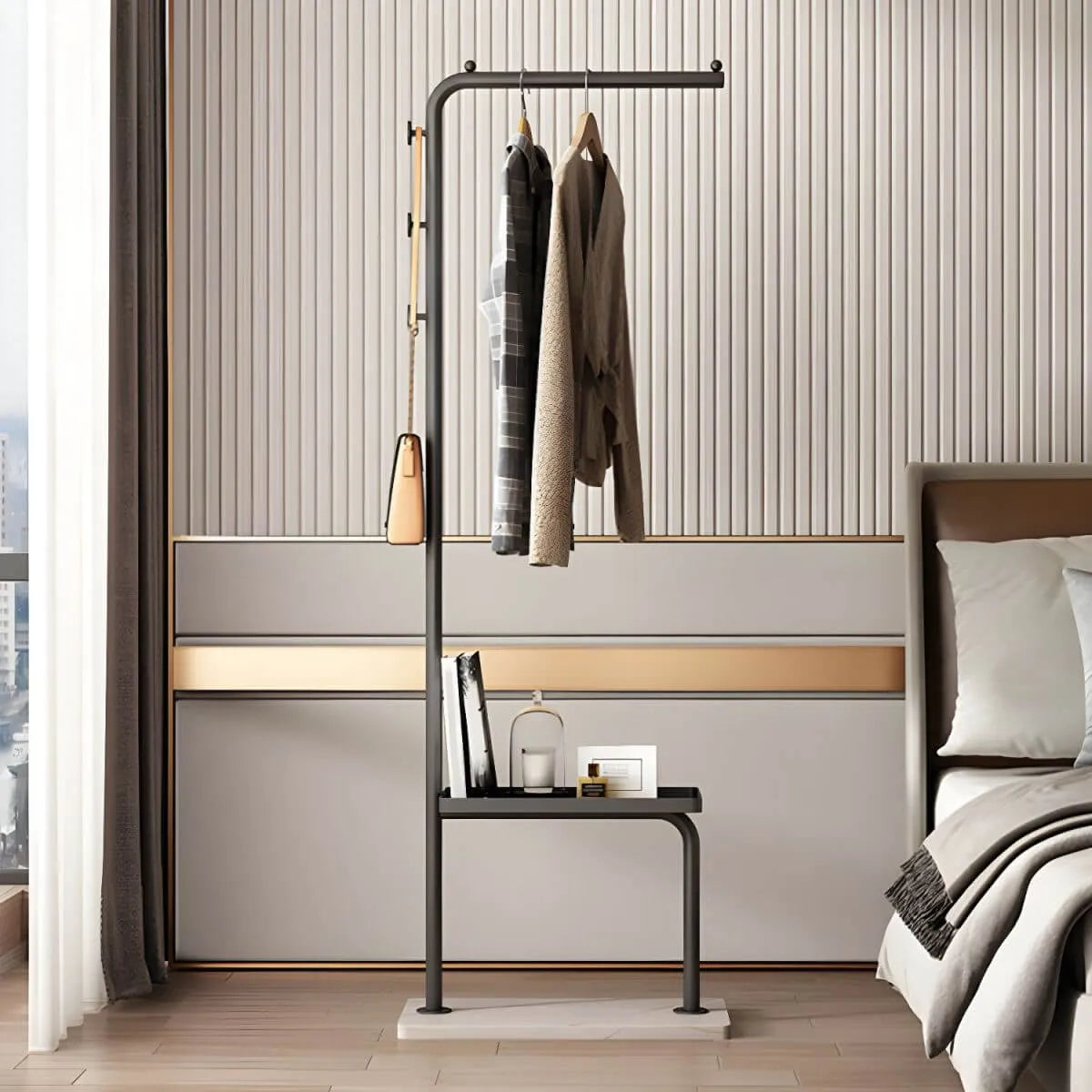 Glam Metal Hall Tree with Shelves and Adjustable Hooks Main Product Image Main image