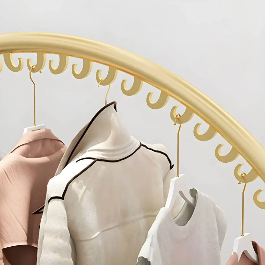 Glam Metal Round Coat Rack with Mirror-Finish Frame