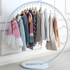Glam Metal Round Coat Rack with Mirror-Finish Frame