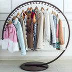 Glam Metal Round Coat Rack with Mirror-Finish Frame