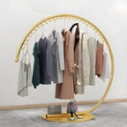 Glam Metal Round Coat Rack with Mirror-Finish Frame