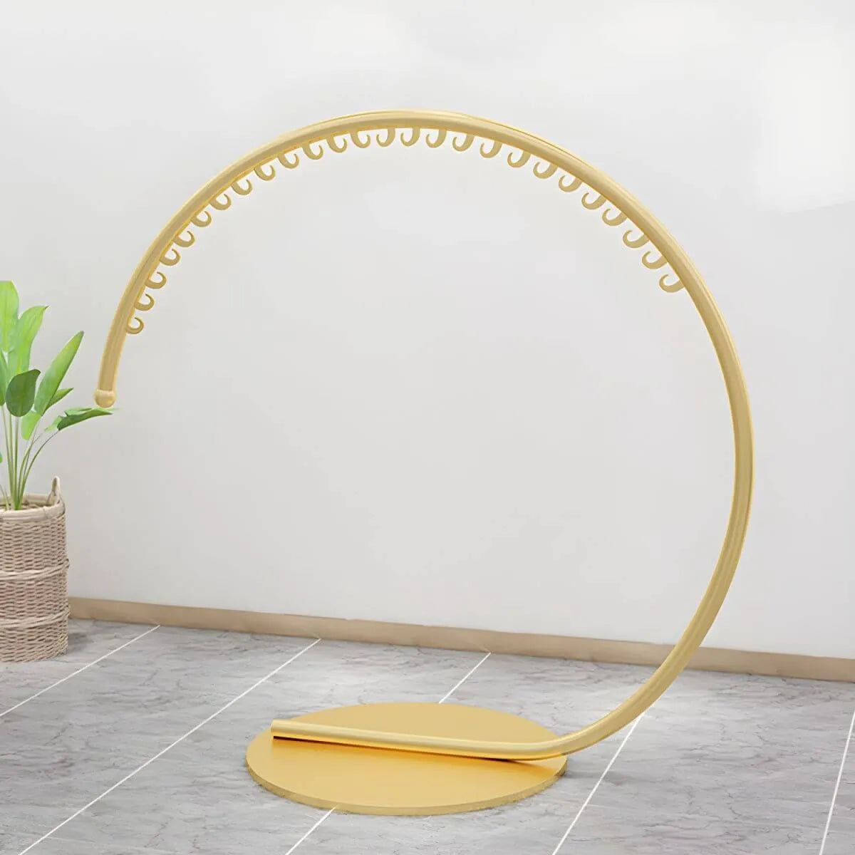 Glam Metal Round Coat Rack with Mirror-Finish Frame Secondary image
