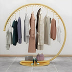 Glam Metal Round Coat Rack with Mirror-Finish Frame