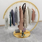 Glam Metal Round Coat Rack with Mirror-Finish Frame