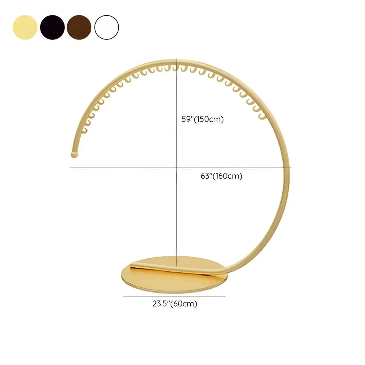 Glam Metal Round Coat Rack with Mirror-Finish Frame Dimensions