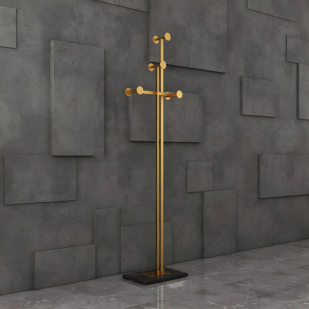 Glam Metallic Branch-Style Coat Rack with Stone Base