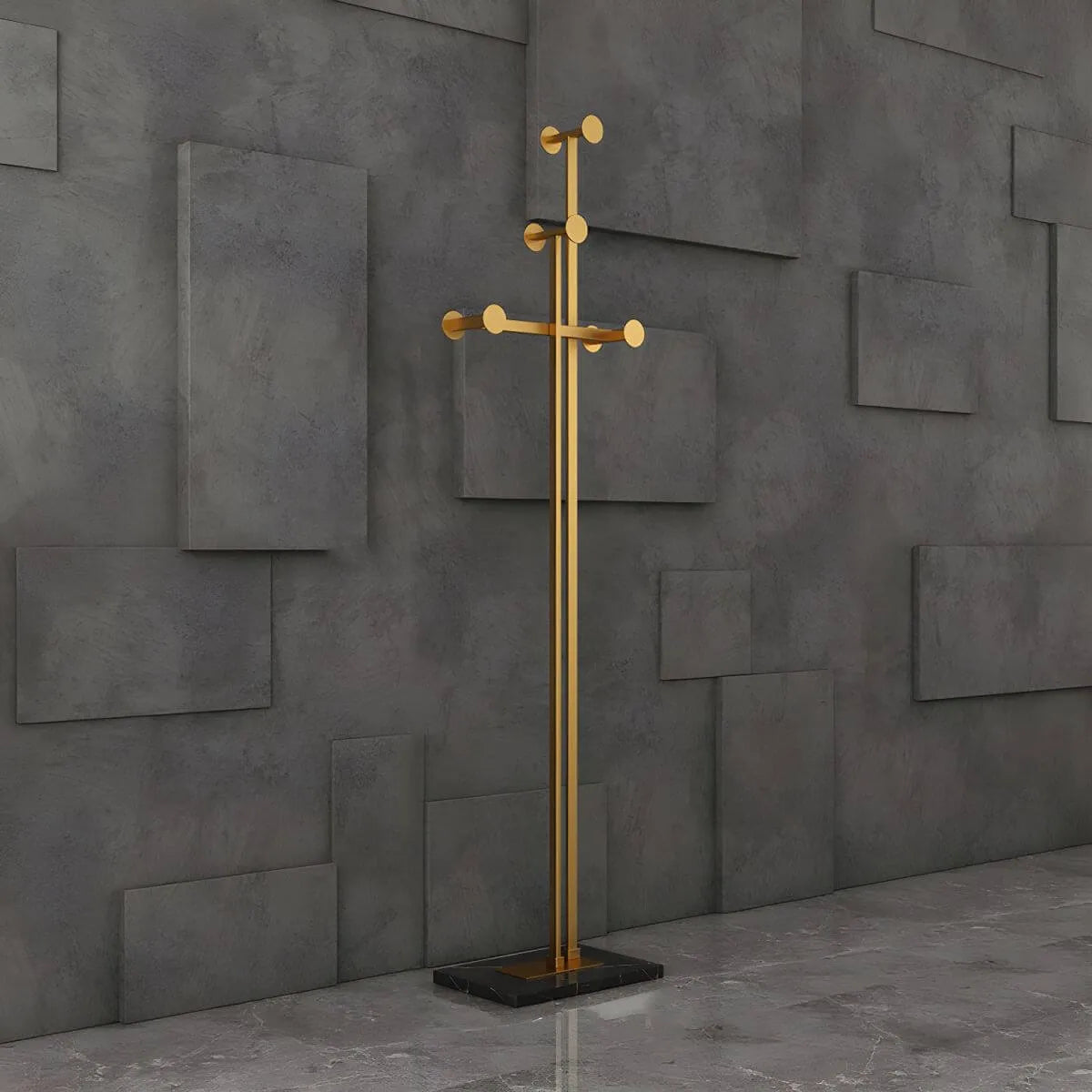 Glam Metallic Branch-Style Coat Rack with Stone Base